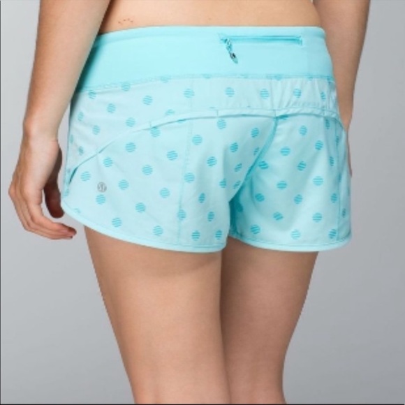 lululemon athletica Pants - Lululemon Run Speed Up Shorts Light Blue Polka Dot High Rise Breathable Lined